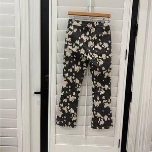 ZARA Womens Jeans Black White Cow Print Flare Leg‎ Denim Pants Size 8